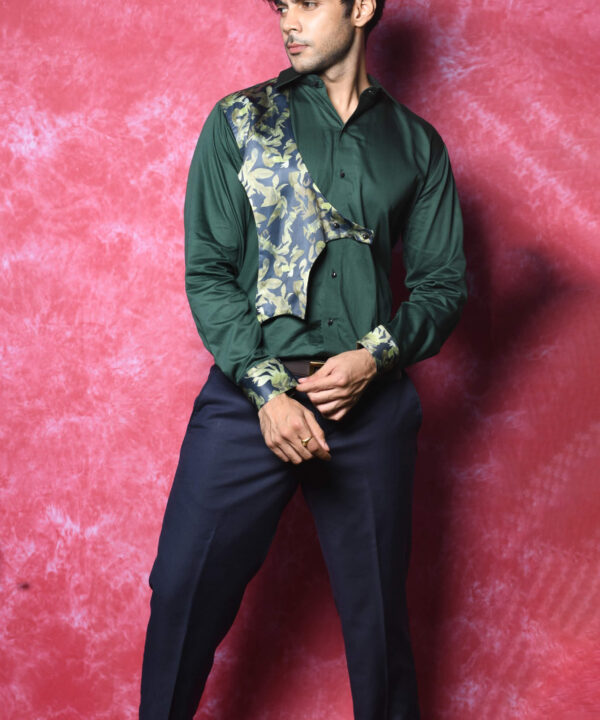 Chinese Collar with Cheetah Print Flaps