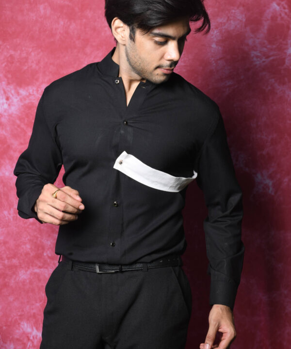 Black Classy Shirt with Mandarin Collar