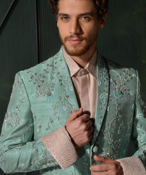 Embroidered Raw Silk Sherwani