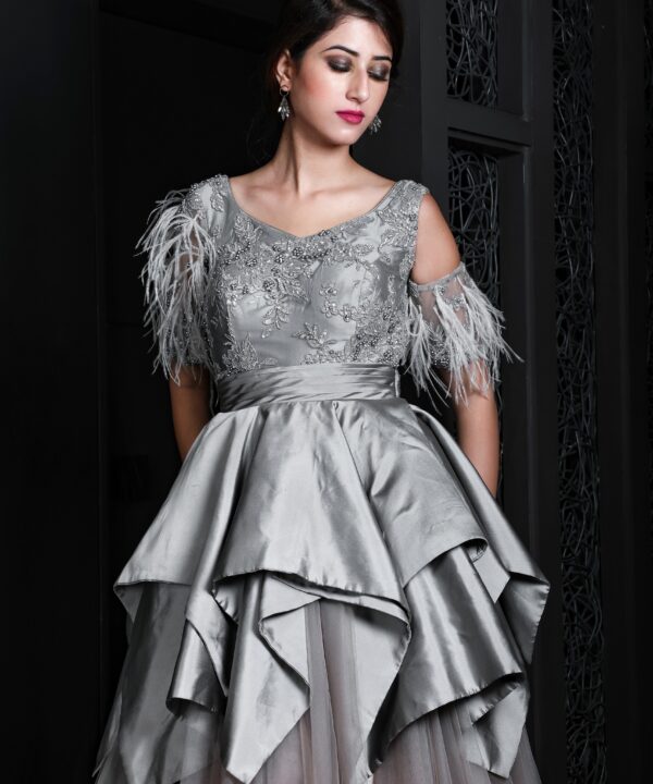 Grey Peplum Gown